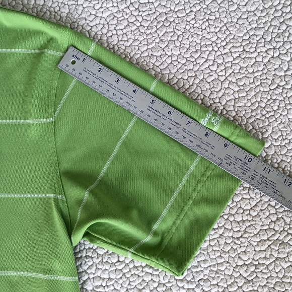 Cutter and Buck Mens Polo Shirt Golf Shirt  Striped Green Short Sleeve Shirt L - Picture 6 of 9